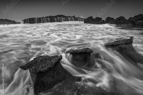 Landscape and seascape around Sawarna Beach photo