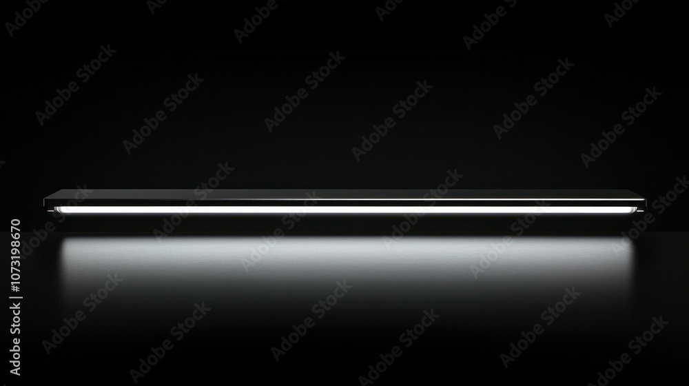 Horizontal white light beam cutting across a sleek black surface, offering a sophisticated yet minimalist design with modern elegance Horizontal white light beam cutting across a sleek black surface, offering a sophisticated yet minimalist design with modern elegance