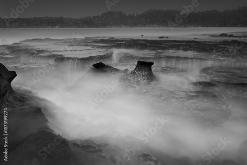 Landscape and seascape around Sawarna Beach photo