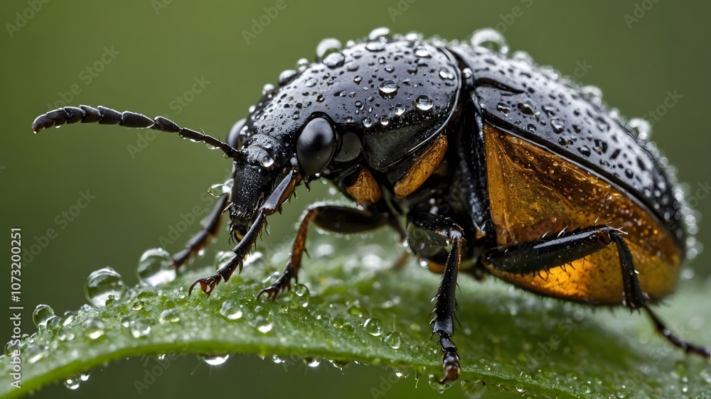 Sunrise Splendor: The Cosnard's Net-Winged Beetle in Dewy Elegance Sunrise Splendor: The Cosnard's Net-Winged Beetle in Dewy Elegance