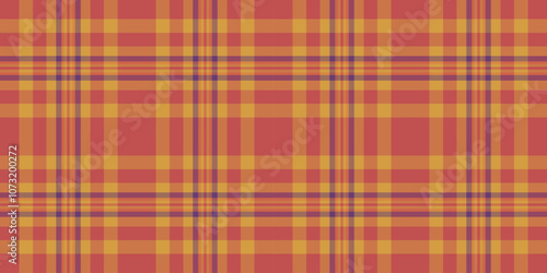 India fabric texture plaid, napkin seamless vector pattern. Funky textile check background tartan in orange and red colors.