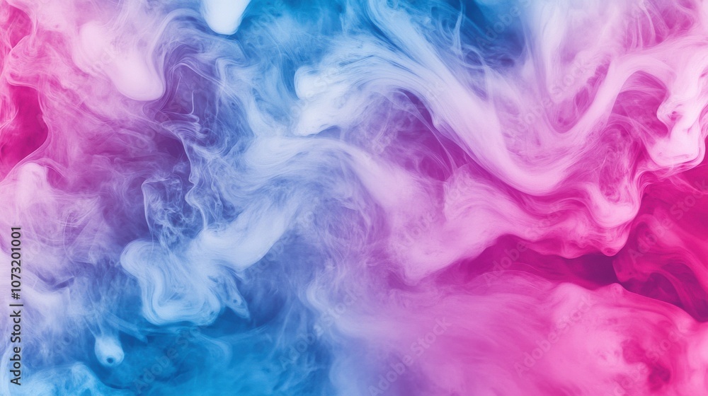 Obraz premium A mesmerizing abstract swirl of pink and blue smoke, creating a vibrant and dynamic visual effect.