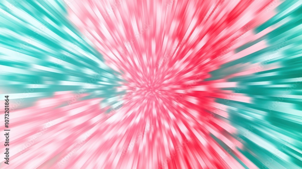 Obraz premium A vibrant burst of red and teal colors radiating outward, creating a dynamic and energetic abstract effect.