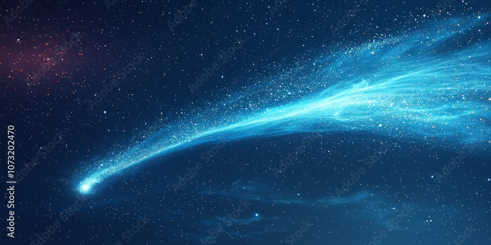 Fototapeta premium Abstract shooting star on a clean night-sky background, with a subtle trail of sparks.