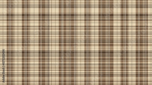 Classic plaid pattern in warm tones of brown and beige.