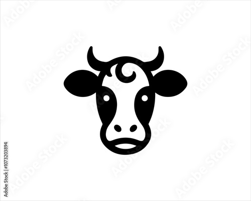 Cow head logo vector. Animal farm. Cow icon vector illustration.