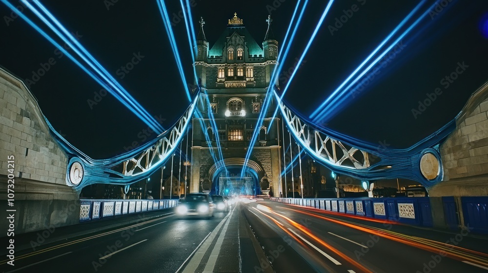 Obraz premium Tower Bridge Illuminated at Night