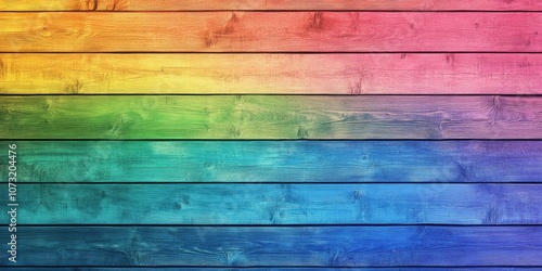 Rainbow painted wood wall and floor