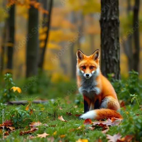 Wallpaper Mural Beautiful isolated portrait of red fox.
beautiful red fox sitting in autumn forest
 Torontodigital.ca