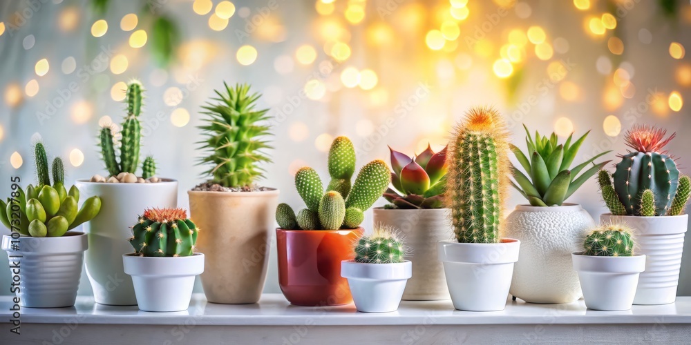Collection of Diverse Cacti and Succulents in Stylish Pots on a White Shelf Against a Bright White Wall – Ideal for Home Decor, Gardening Inspiration, and Plant Lovers Collection of Diverse Cacti and Succulents in Stylish Pots on a White Shelf Against a Bright White Wall – Ideal for Home Decor, Gardening Inspiration, and Plant Lovers