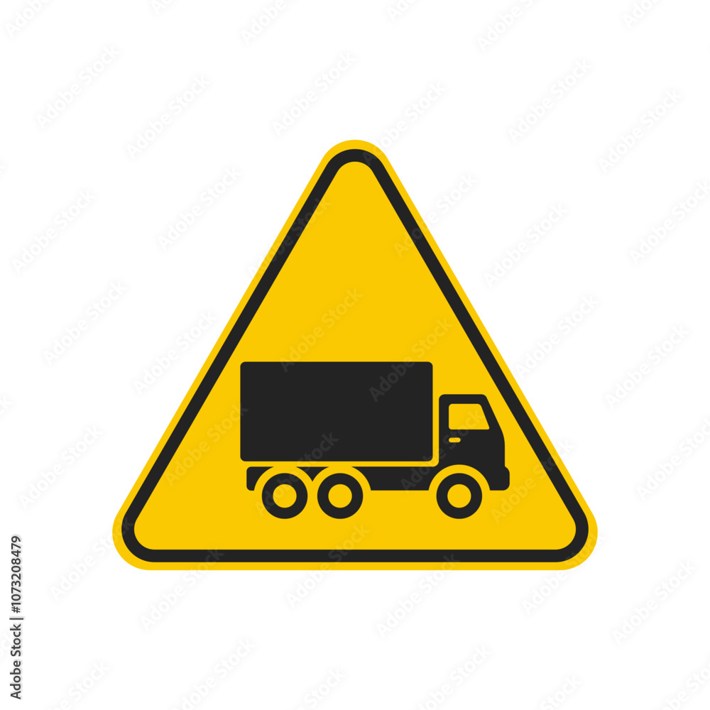 Isolated triangle safety sign blind spot for truck trailer lorry road yellow safety sticker Isolated triangle safety sign blind spot for truck trailer lorry road yellow safety sticker