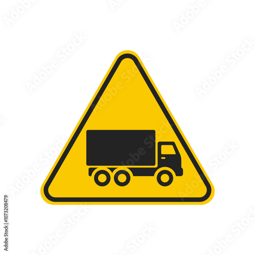 Isolated triangle safety sign blind spot for truck trailer lorry road yellow safety sticker