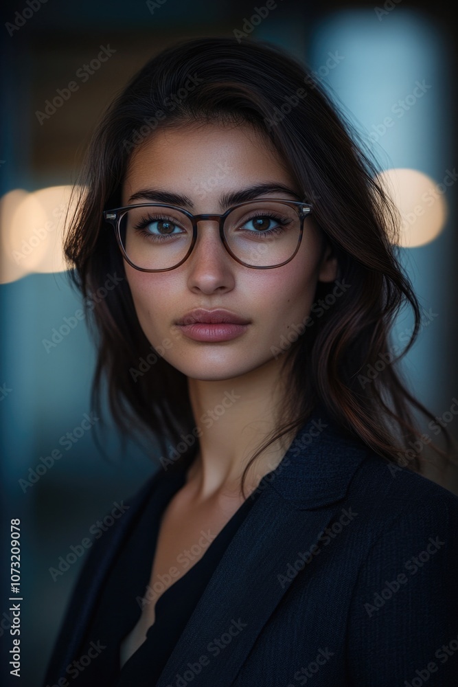 Woman wearing glasses poses Woman wearing glasses poses