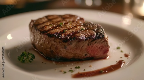 Grilled Steak with Sauce on a Plate photo