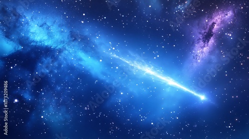 A Bright Comet Streaking Across a Starry Night Sky