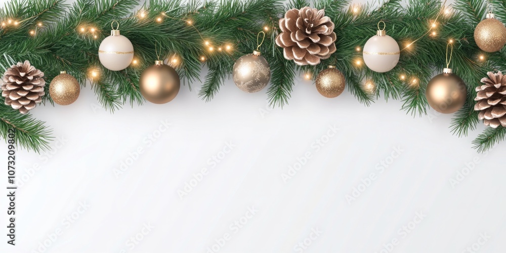 Festive holiday garland with ornaments and golden lights on a transparent background for seasonal decoration Festive holiday garland with ornaments and golden lights on a transparent background for seasonal decoration