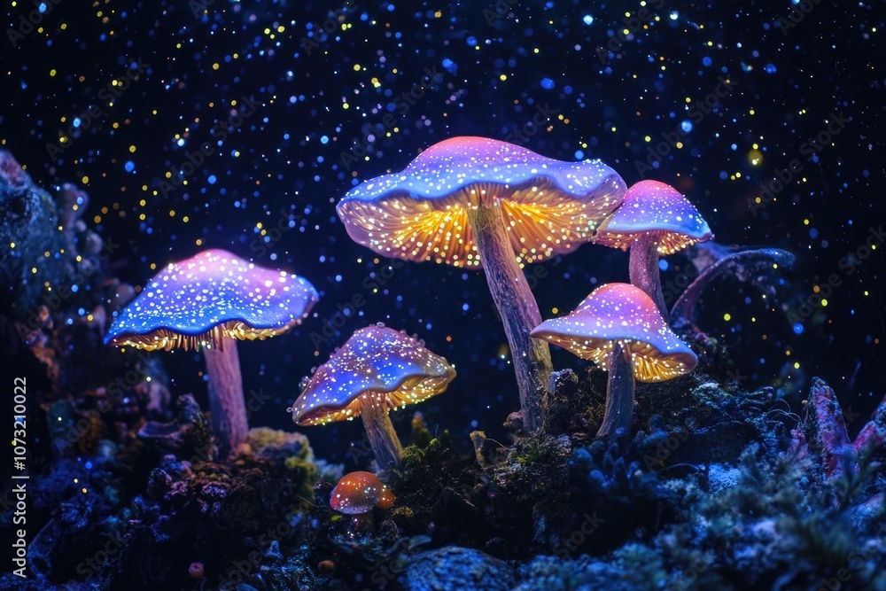 Fototapeta premium Mushrooms on green field
