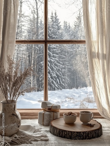 Cozy Winter Window View wit...