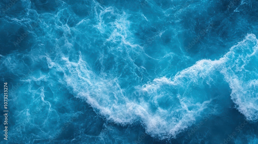 Aerial view of vibrant blue ocean waves, showcasing the dynamic movement and textures of water, Ideal for use in travel blogs, environmental campaigns, or wellness themes to evoke tranquility, Aerial view of vibrant blue ocean waves, showcasing the dynamic movement and textures of water, Ideal for use in travel blogs, environmental campaigns, or wellness themes to evoke tranquility,
