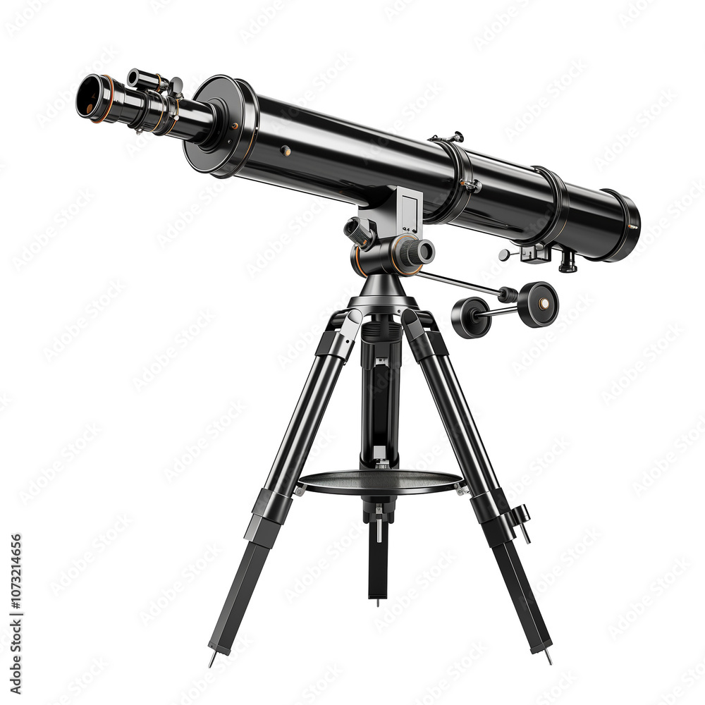 Black Tripod Telescope Isolated On White Background Black Tripod Telescope Isolated On White Background