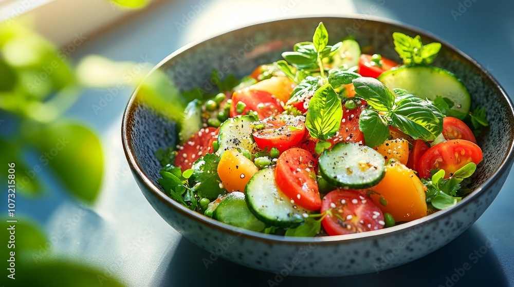 Bowl of Fresh Salad with Vegetables and Herbs Bowl of Fresh Salad with Vegetables and Herbs