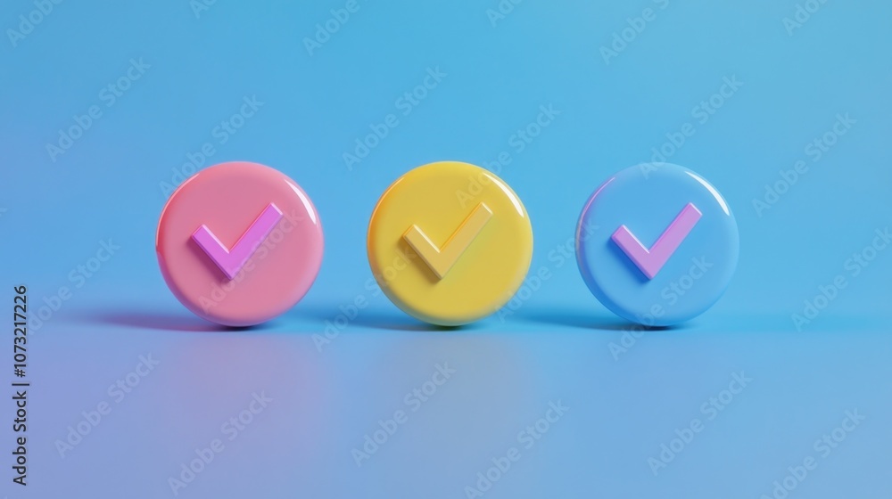 Checked buttons with tick marks Checked buttons with tick marks