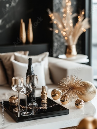 Gold and Black Decor with W...