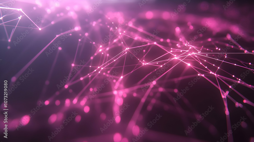Obraz premium A glowing pink grid of interconnected pathways and nodes, forming a vibrant and dynamic digital visualization.
