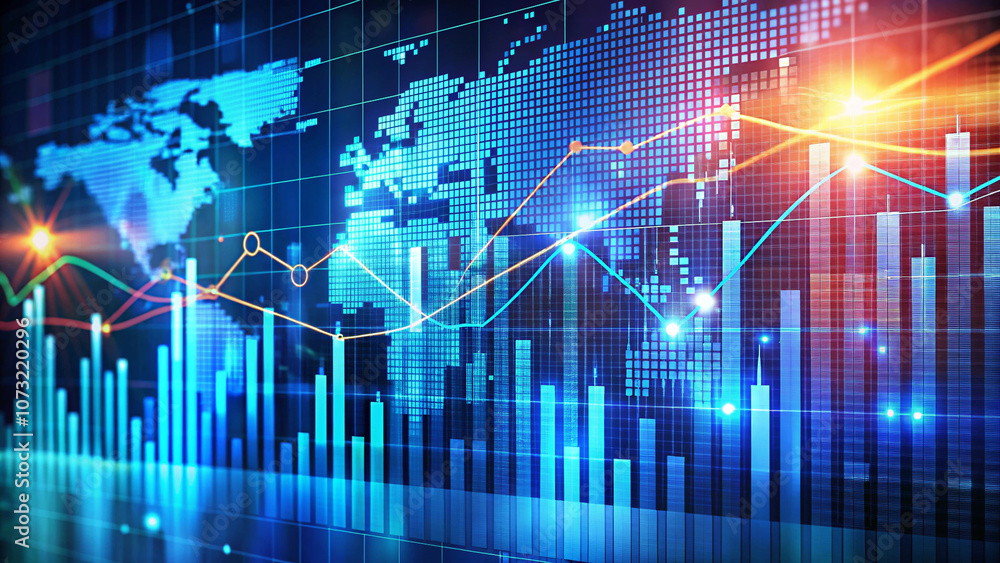 Abstract digital chart background, stock business graph, statistics and diagram about data exchange in finance Abstract digital chart background, stock business graph, statistics and diagram about data exchange in finance