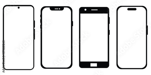 Set of Realistic smartphone mockup. Mobile phone icon with blank display in a flat style vector illustration.