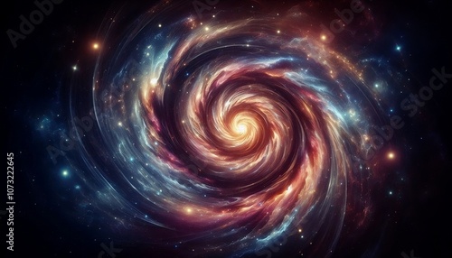 Spiral galaxy in deep space, abstract background