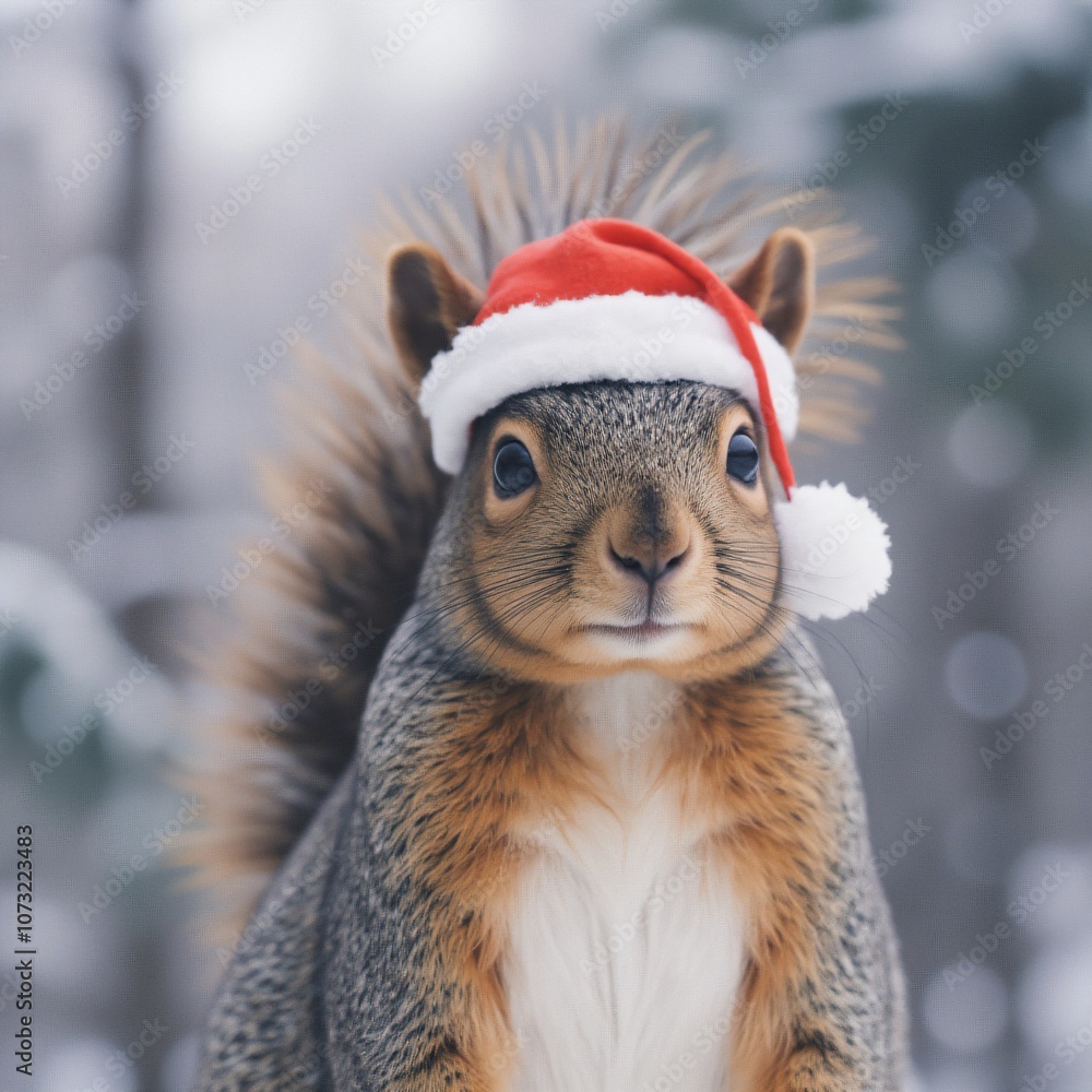 Squirrel with a Santa hat Squirrel with a Santa hat