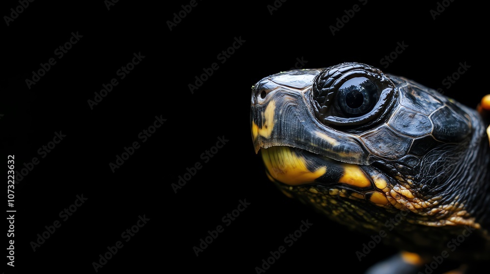 A close-up photo of a turtle's face, showing its eye and shell, with a blurred green background. A close-up photo of a turtle's face, showing its eye and shell, with a blurred green background.