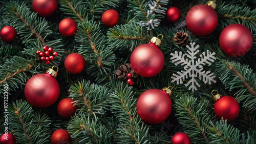 christmas background with christmas tree branches