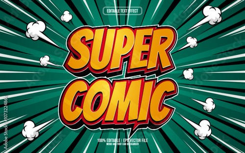 Super comic 3D editable text effect