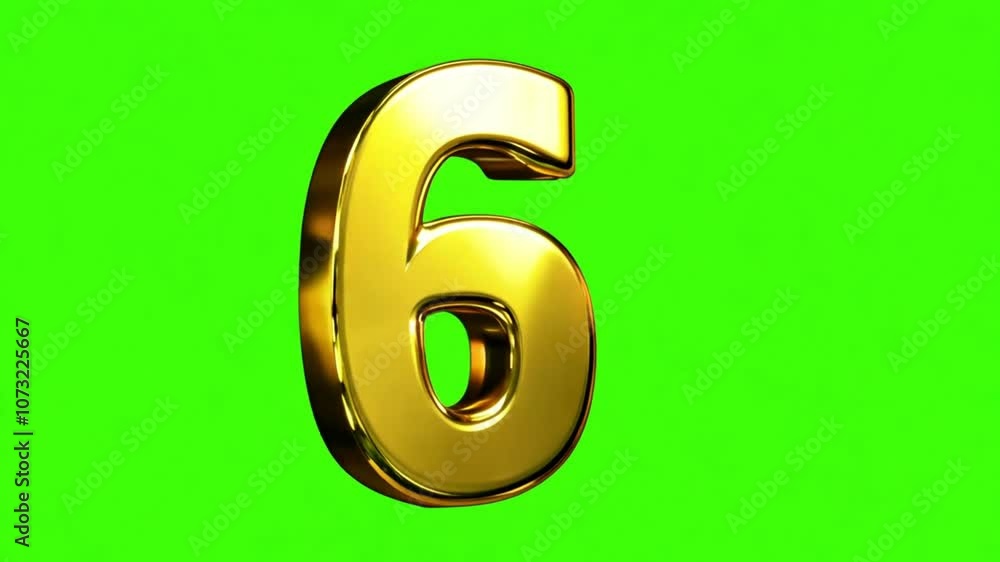 Golden number 6 on green screen background, alpha channel, golden numerology, golden number six chroma key. 4k video. Celebration,party and festive numberGolden number 6 on green screen background, Golden number 6 on green screen background, alpha channel, golden numerology, golden number six chroma key. 4k video. Celebration,party and festive numberGolden number 6 on green screen background,