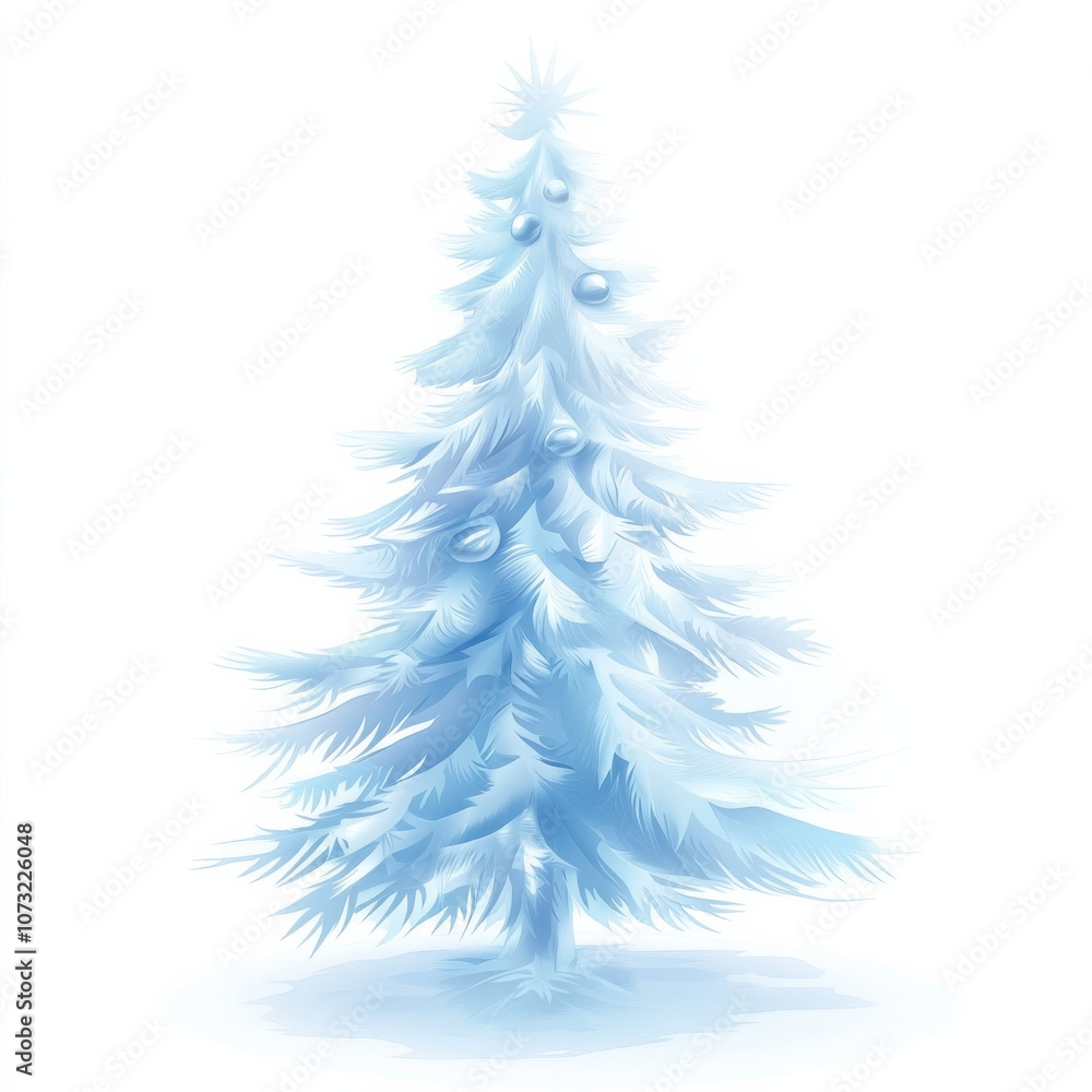 Obraz premium Snowy Pine Tree with Winter Wonderland Aesthetic, Festive Holiday Decoration