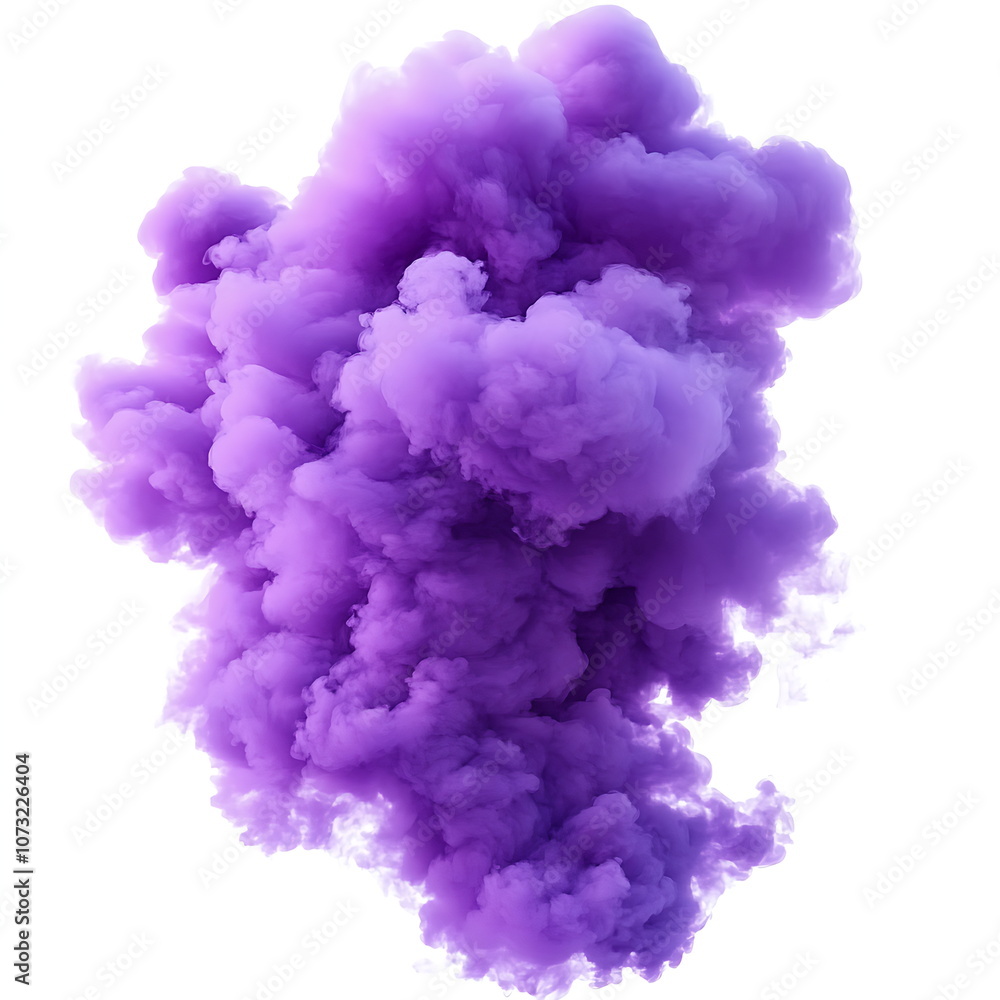 Fototapeta premium 3D purple smoke cloud on a white background