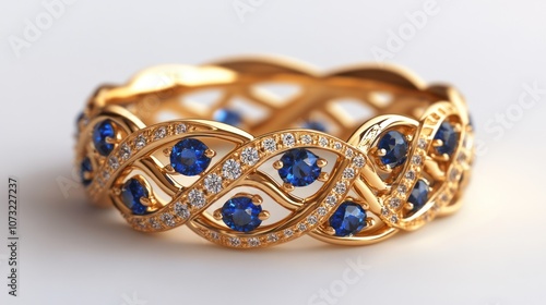 Gold Ring with Blue Sapphires