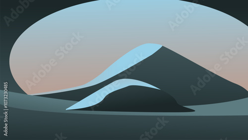Abstract Mountain Landscape at Dawn with Gradient Sky