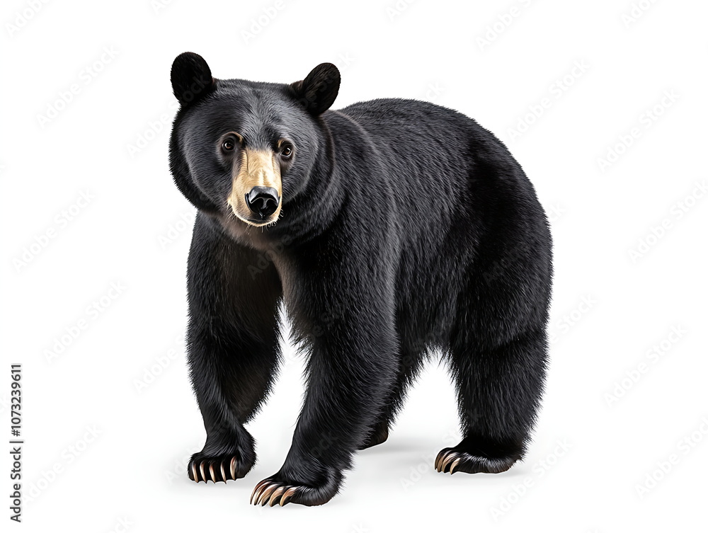 Fototapeta premium Black bear standing on a white background