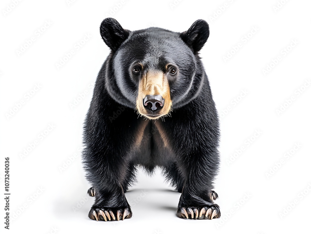 Fototapeta premium Black bear standing on a white background