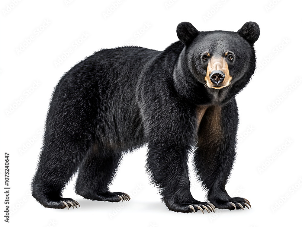Fototapeta premium Black bear standing on a white background