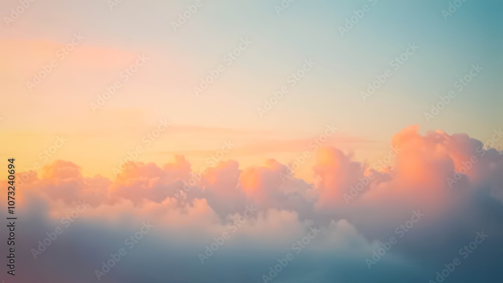 Fototapeta premium A Soft and Dreamy Sky with Pastel Hues, a Serene and Tranquil Scene, Glowing with a Warm Sunset Glow