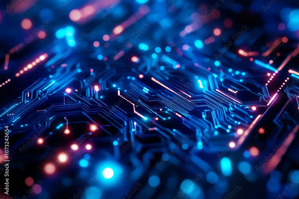 Immersive tech design with bright circuit accents. Immersive tech design with bright circuit accents.
