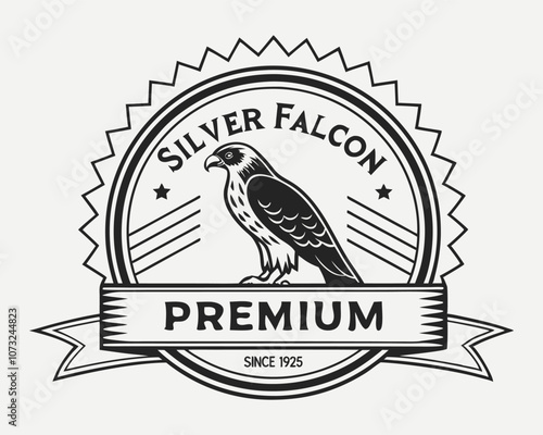 Falcon logo. Vector illustration. Vintage label, badge, sign.
