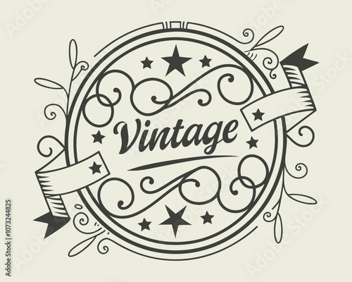 Vintage label with decorative elements, vector illustration eps10 graphic
