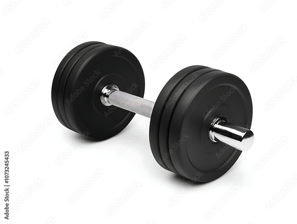 Black dumbbell isolated on a white background Black dumbbell isolated on a white background