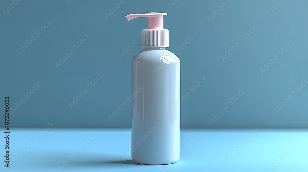 Clean Bottle with Pump on Blue Background