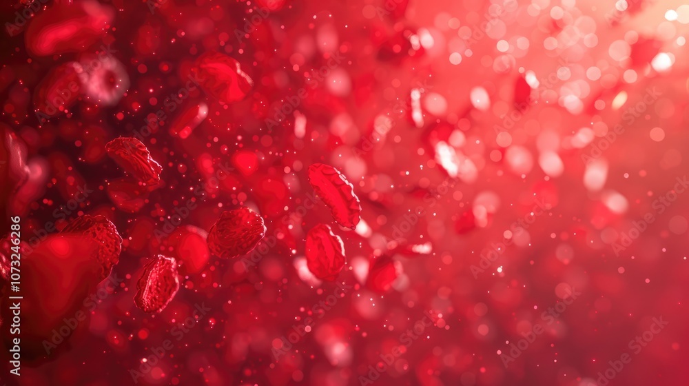 Red Abstract Background with Falling Shapes and Bokeh Lights Red Abstract Background with Falling Shapes and Bokeh Lights